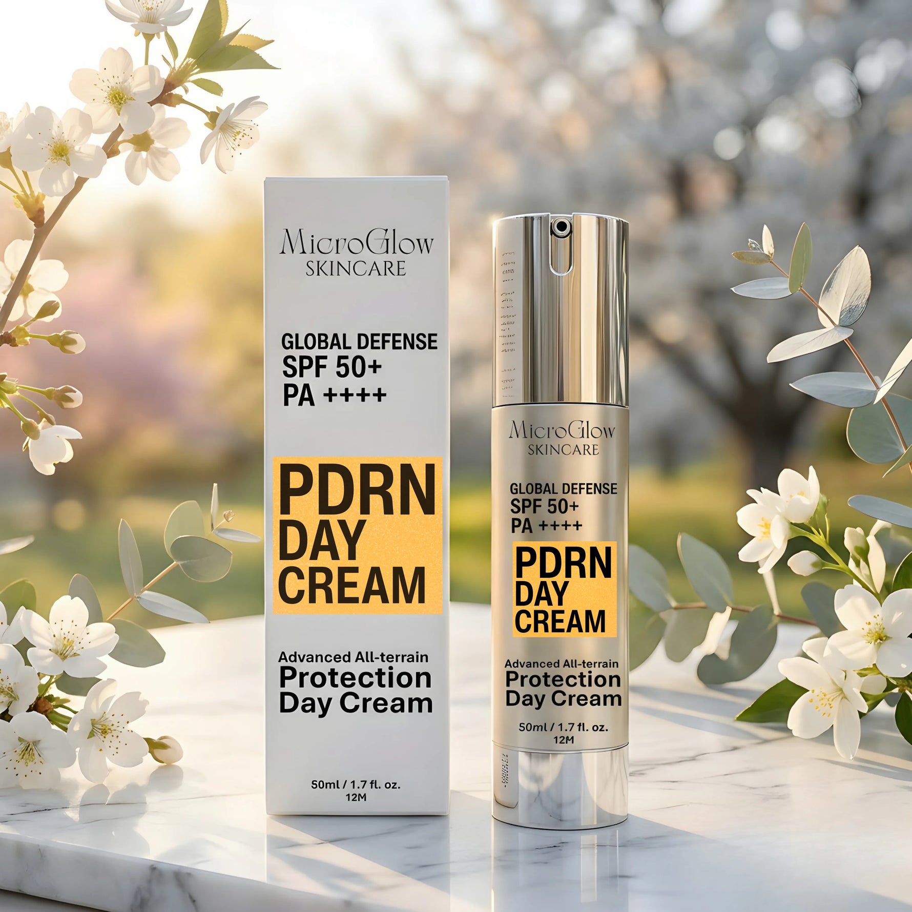 MicroGlow Global Defense PDRN SPF 50+ PA++++ Day Cream — DNA repair sunscreen Lebanon