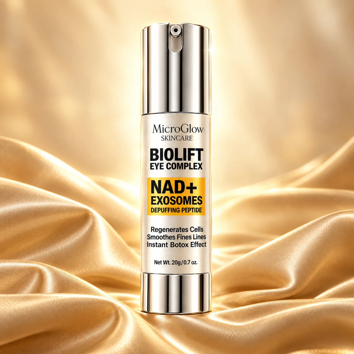 Biolift Eye Complex eye cream on champagne gold silk